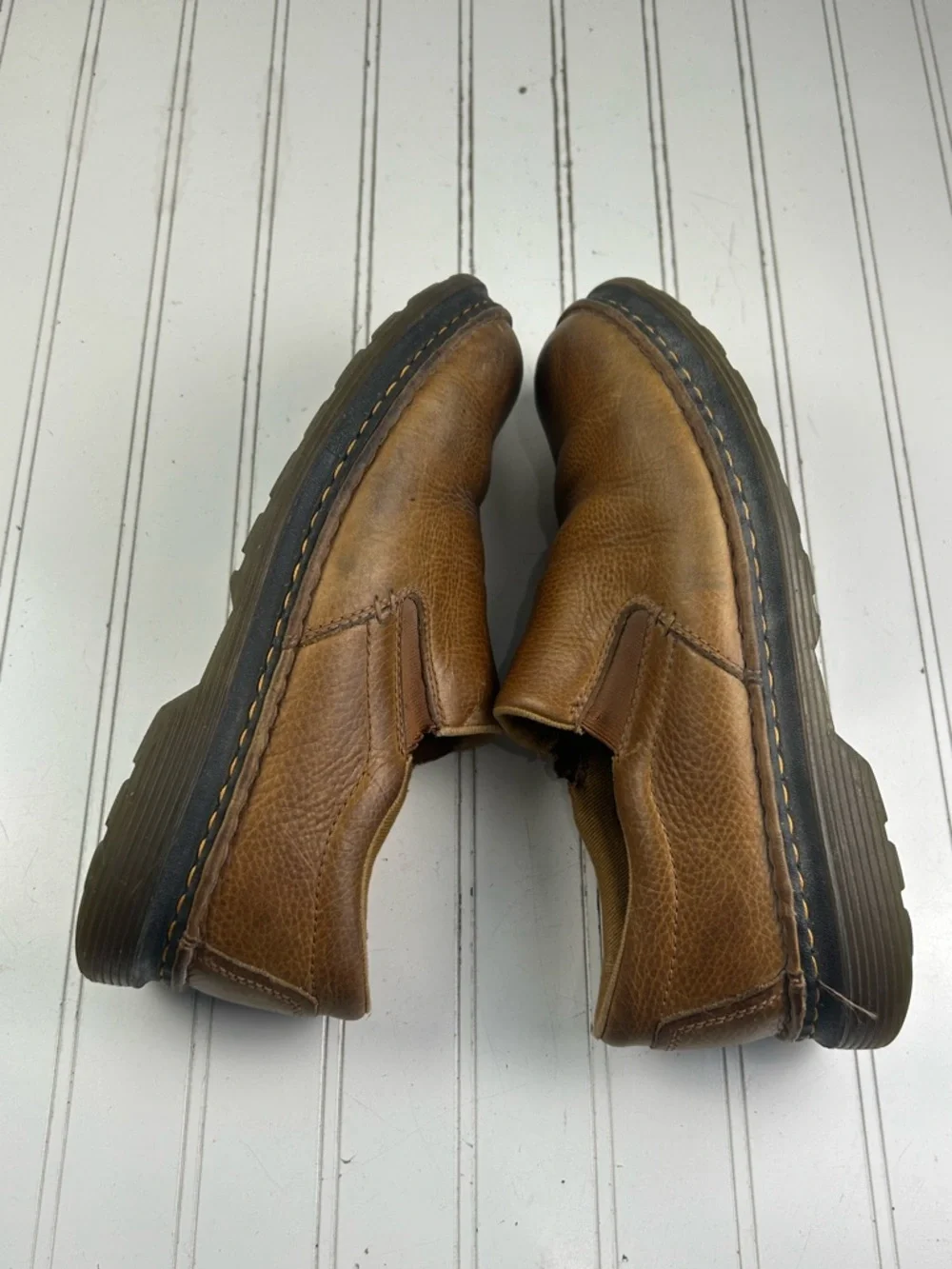 Dr Martens Boyle Grizzly Leather Slip On Shoes Tan Casual Comfort Men’s Size 11M